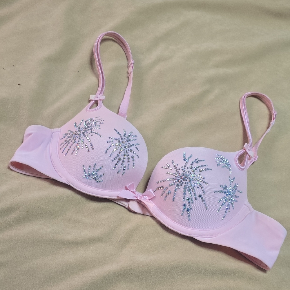 Pink Embellished Bra